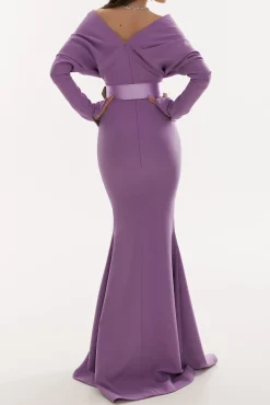 Sofia Dusty Violet Crepe Long Dress