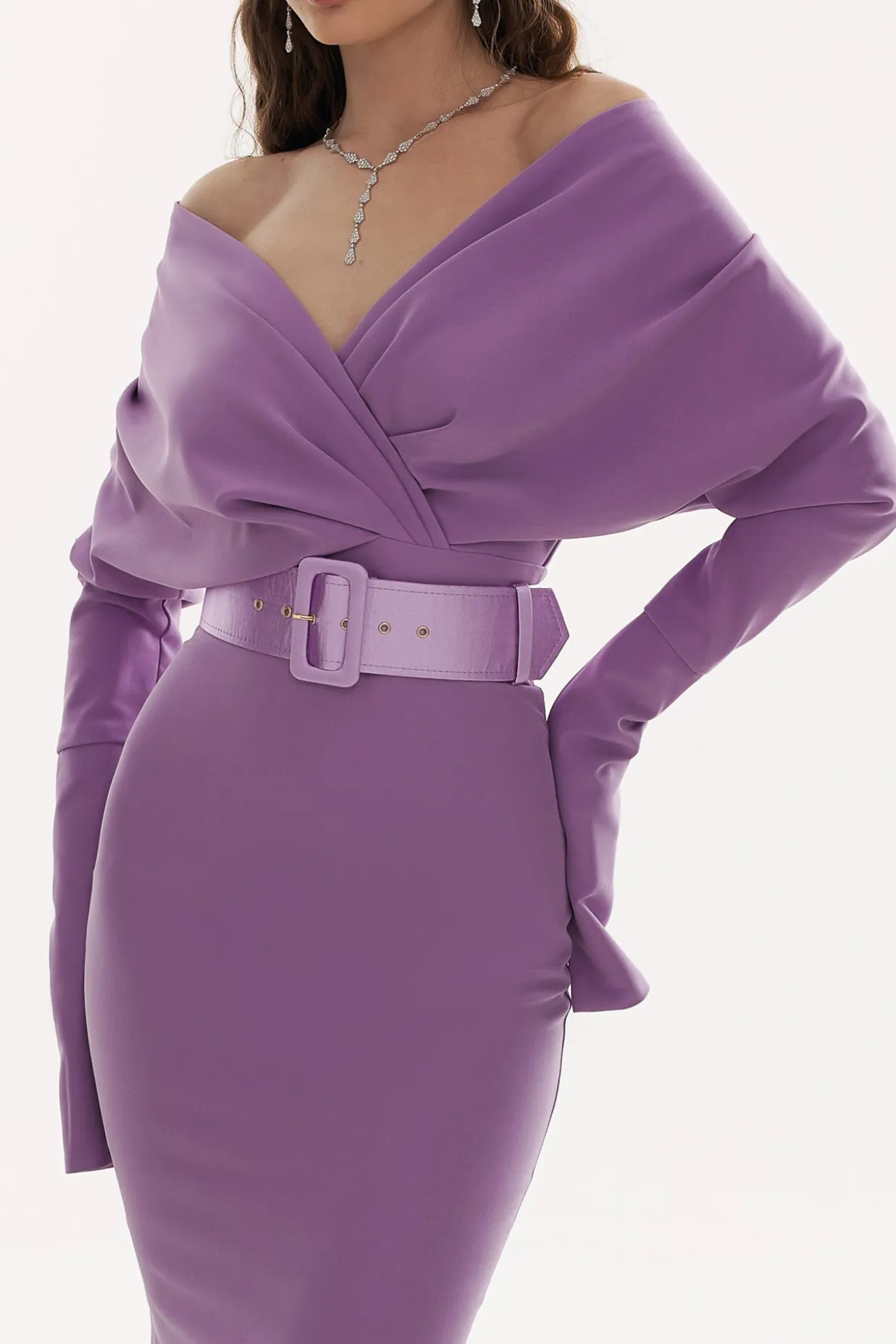 Sofia Dusty Violet Crepe Long Dress
