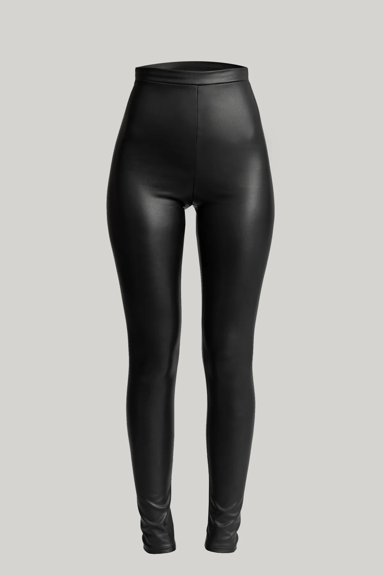 Stretchy Vegan Leather Leggings In Black