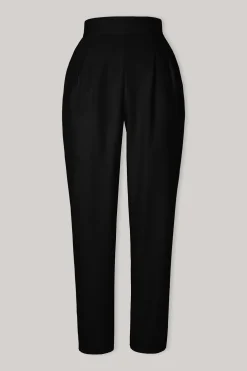Structured Conic Wool Pants in Black