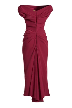 Sylvie Midi Dress In Burgundy