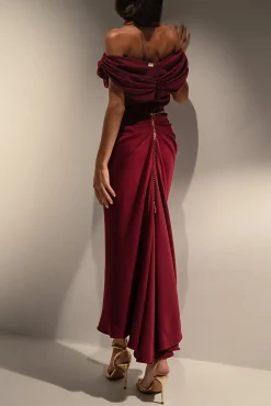 Sylvie Midi Dress In Burgundy