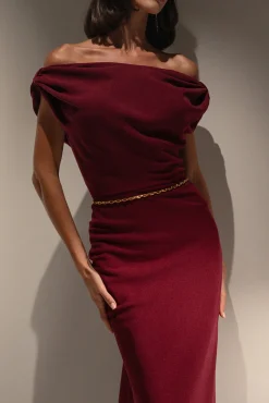 Sylvie Midi Dress In Burgundy