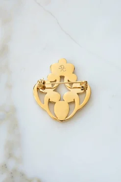 The Crown Brooch - Gold With Sapphire Crystals