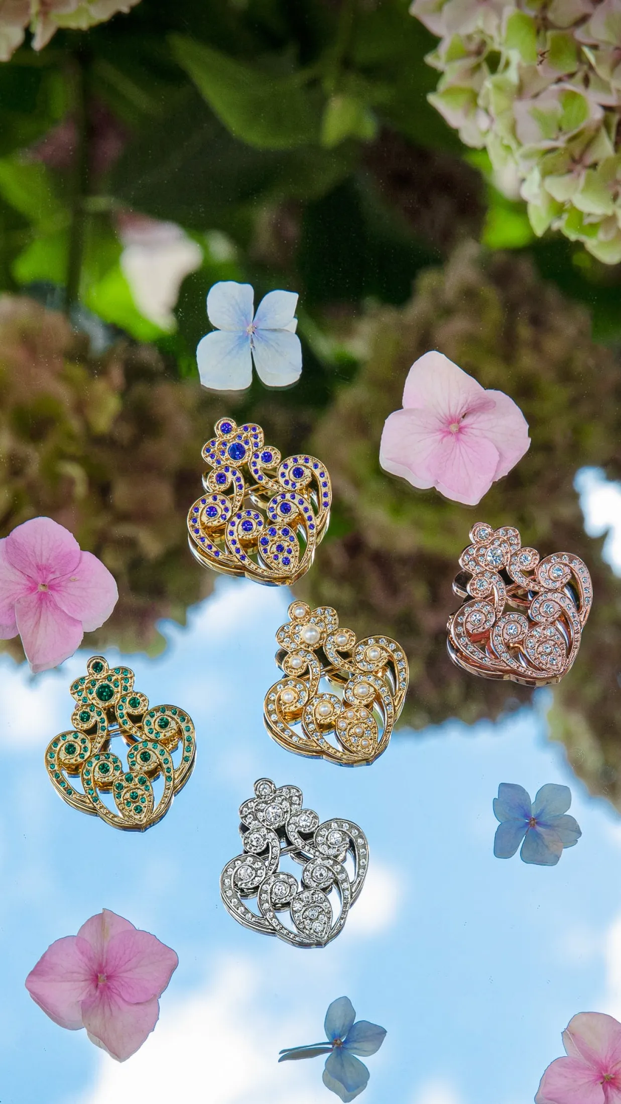 The Crown Brooch - Gold With Emerald Crystals