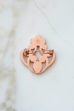 The Crown Brooch - Rose - Gold With White Crystals