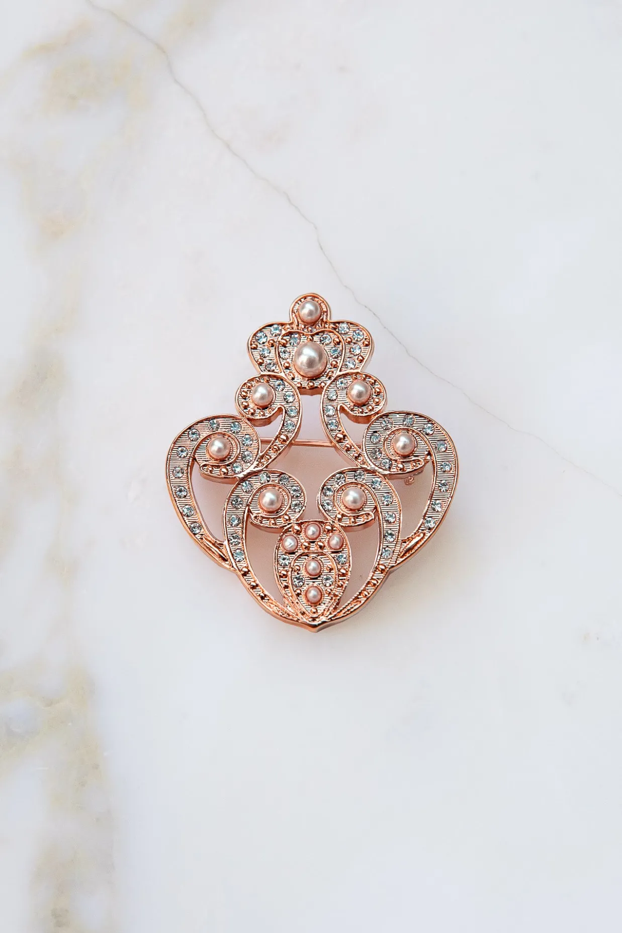 The Crown Brooch - Rose-Gold With Pearls