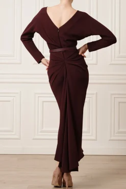 Thea Midi Dress In Burgundy