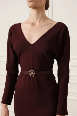 Thea Midi Dress In Burgundy